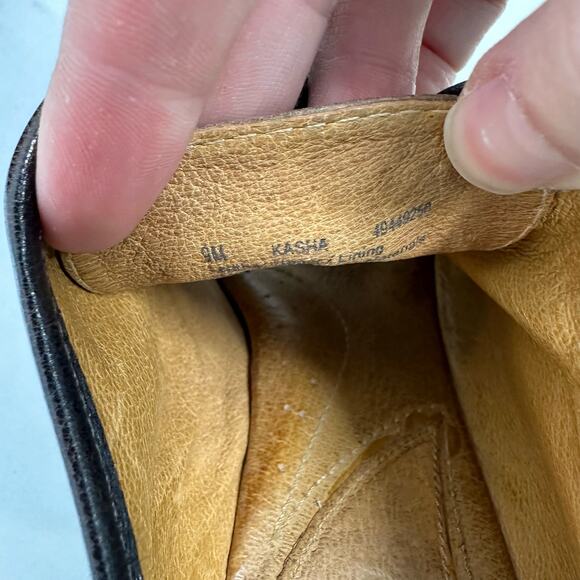 Anthropologie Naya Kasha Brown Leather Open Toe Lace Up Buckle Strap Heels sz 9‎ - Picture 5 of 10